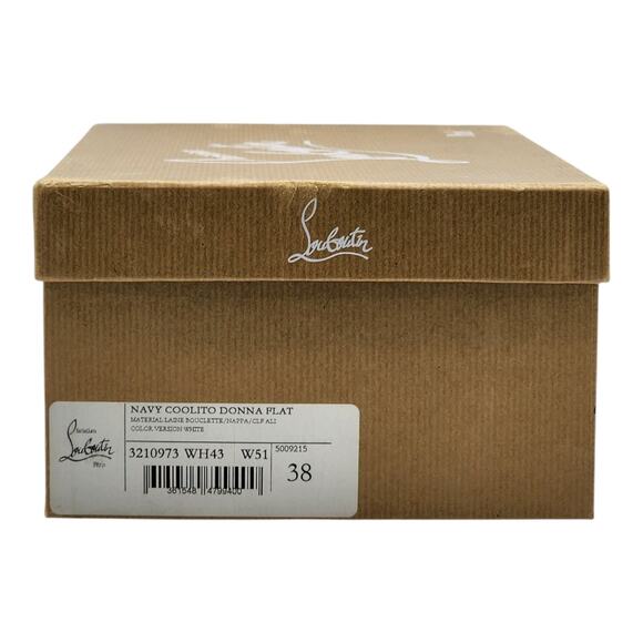 Christian Louboutin Navy Coolito Donna Flat White Boa Logo Mules EU 38 US 8 - Picture 8 of 8